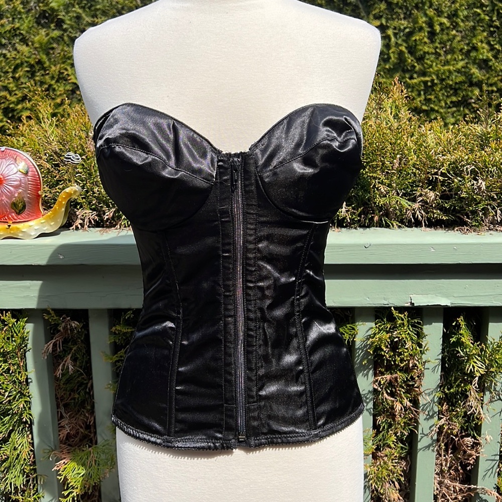 Frederick's of Hollywood Black Satin Corset